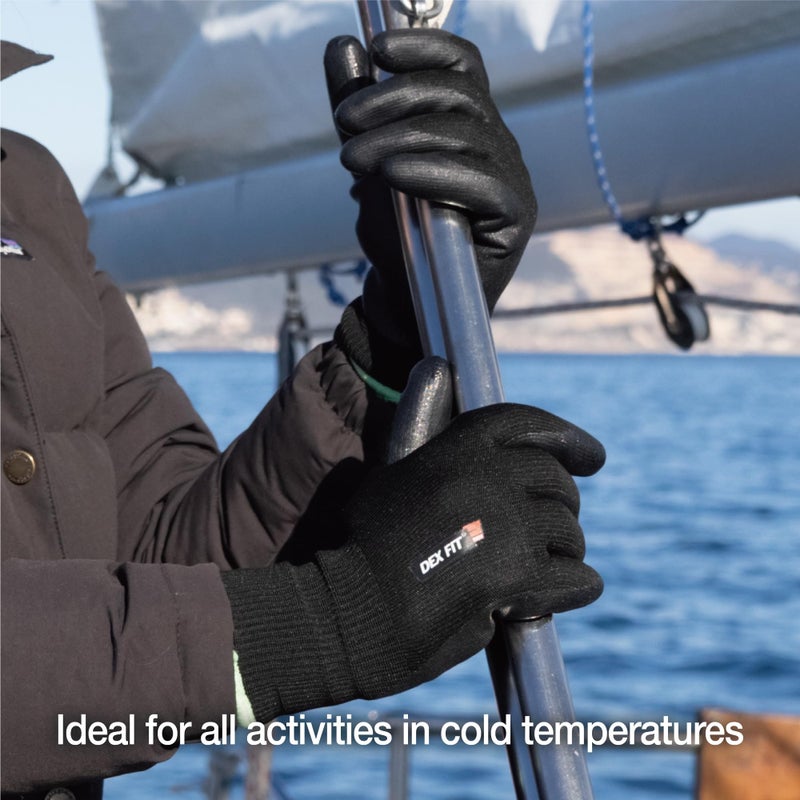 DEX FIT NR450 Double Lined Warm Fleece Work Gloves, Insulated, Comfortable Fit, Firm Grip, Lightweight, Durable Water-Based Nitrile Rubber Coated, Machine Washable; Black XL (10) 1 Pair - Image 5
